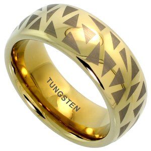 8mm Gold Tungsten Ring Dome Wedding Band